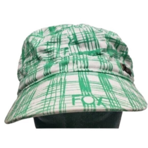 Fox Racing Strapback Green Tartan Plaid Painter Newsboy Trucker Hat - Picture 1 of 13
